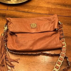 Tory Burch Brown Leather Crossbody with Tassel